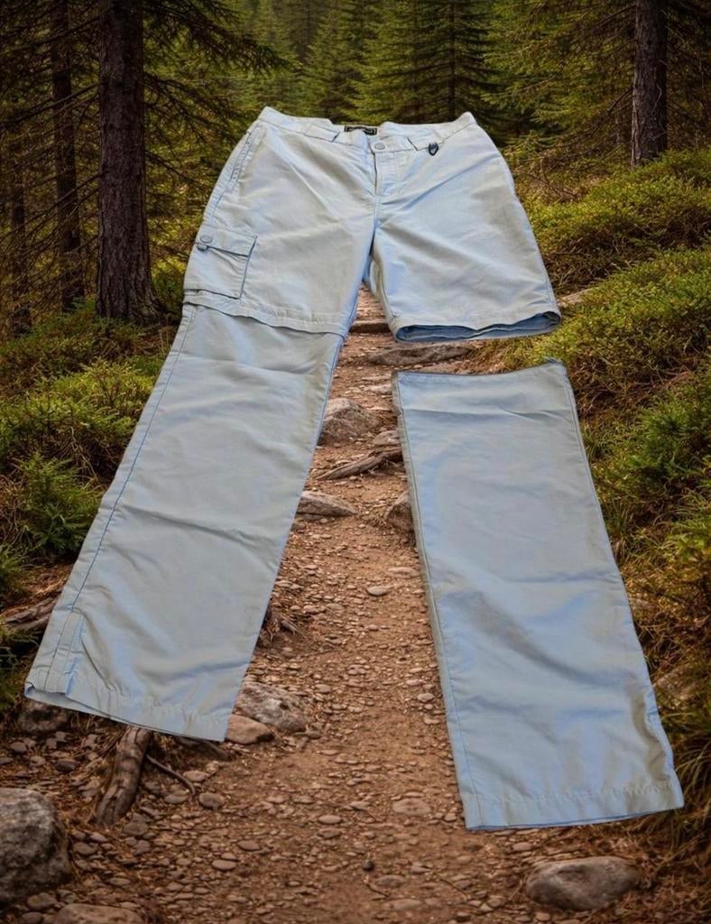 Eddie Bauer afritsbroek dames 30x30 lichtblauw nylon, Blauw, Ophalen of Verzenden, Zo goed als nieuw, Maat 36 (S)