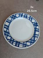 3x IKEA Churchill dinerborden, blauw geruit, 26.5cm, Huis en Inrichting, Keuken | Servies, Ophalen, Gebruikt, Keramiek, Bord(en)