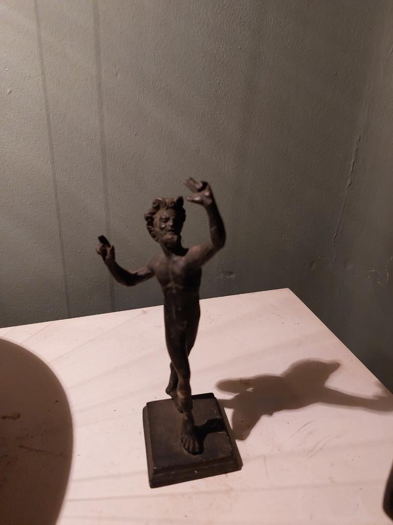 Dansende FaunBronzen Beeldje, Minder dan 20 cm, Ophalen of Verzenden, Beeld, Bruin