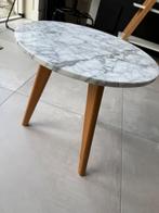 Zuiver marmeren bijzettafel, Huis en Inrichting, Tafels | Bijzettafels, Ophalen, Minder dan 55 cm, Gebruikt, Rond
