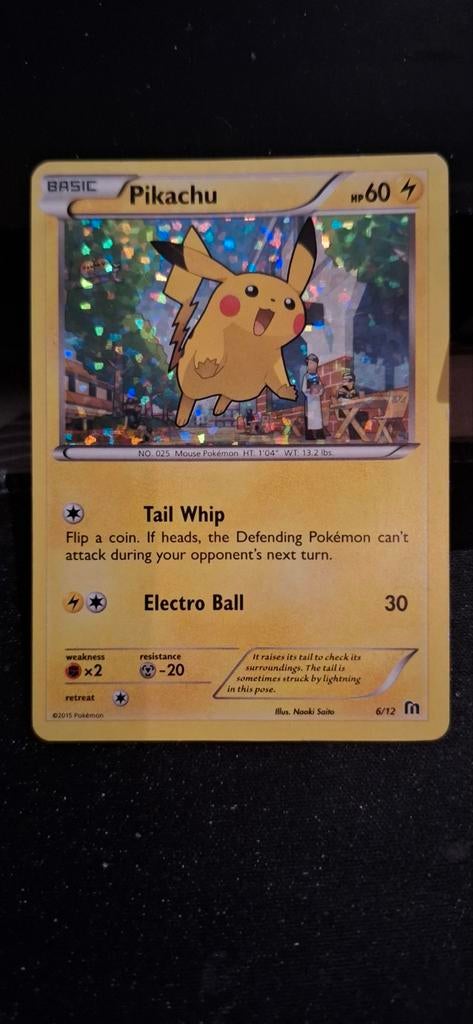 Pikachu Pokémon Kaart - Basic HP60 Foil 2015, Ophalen, Zo goed als nieuw, Losse kaart, Foil