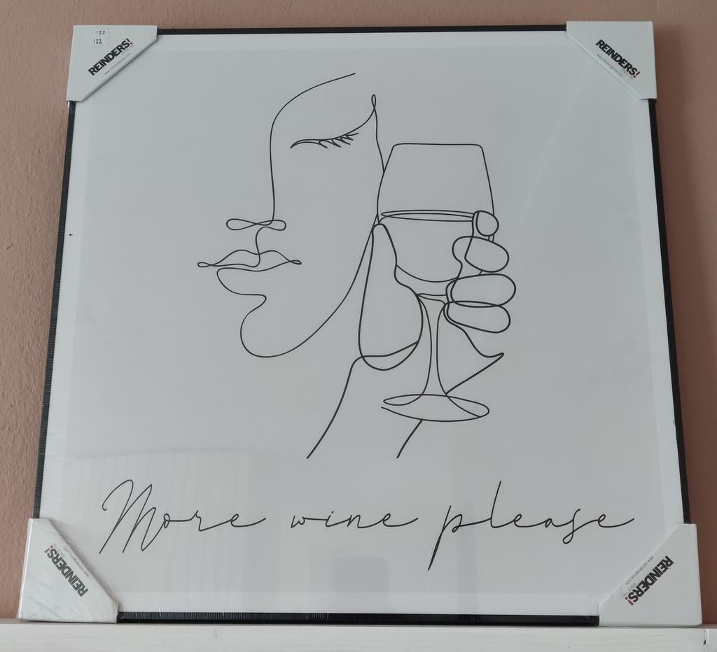Schilderij Reinders 50x50 'More wine please' - Nieuw, Ophalen of Verzenden