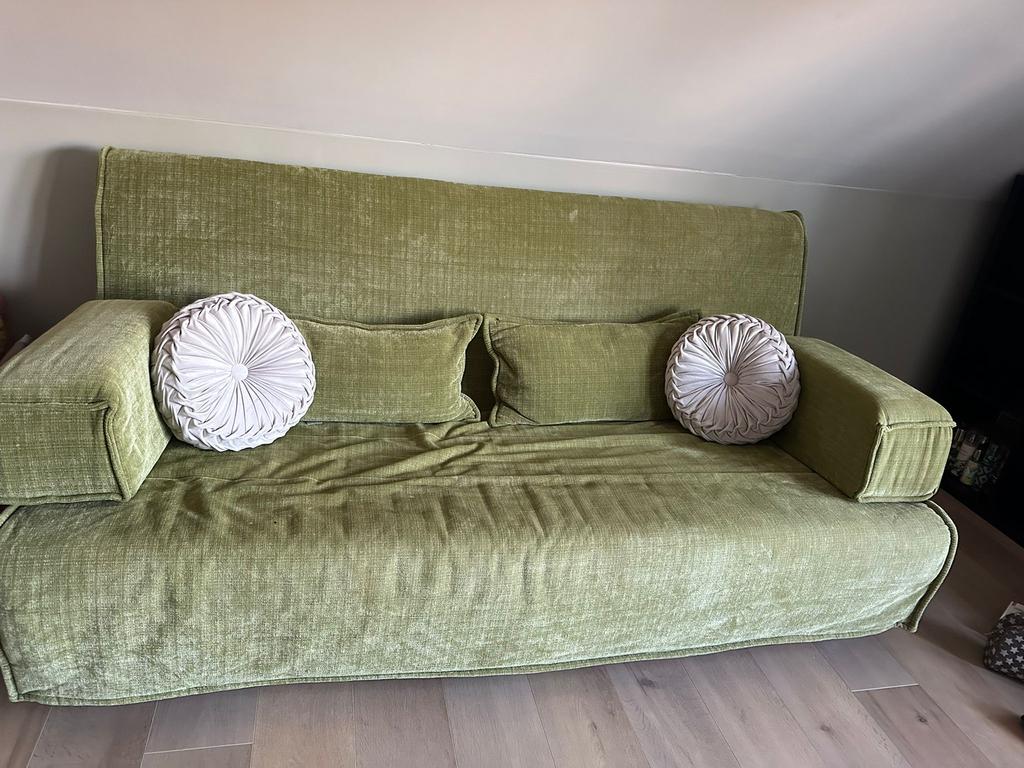 Bank / slaapbank, Ophalen of Verzenden, Gebruikt, Tweepersoons, Minder dan 150 cm