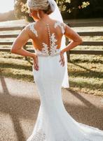 Kanten trouwjurk maat 38, Ophalen of Verzenden, Zo goed als nieuw, Wit, Trouwjurk