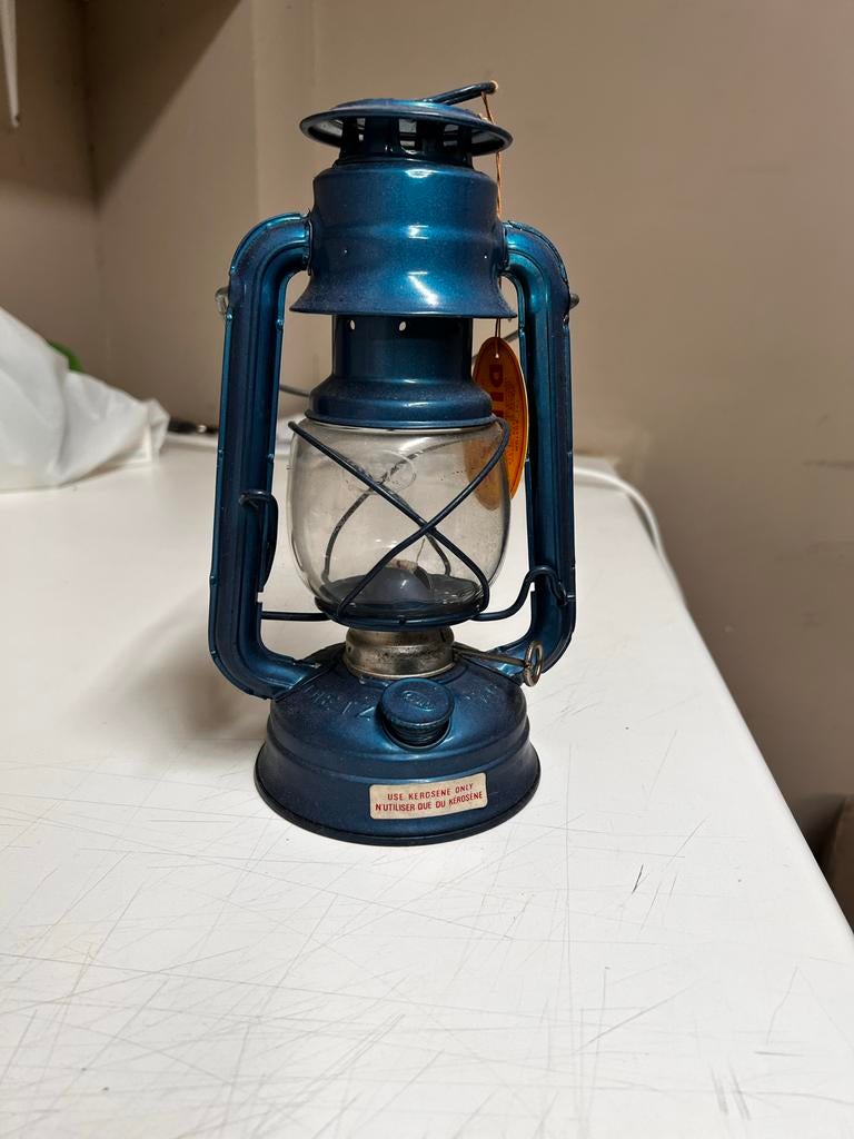 Vintage Petromax stijl petroleumlamp - Blauw, Ophalen of Verzenden