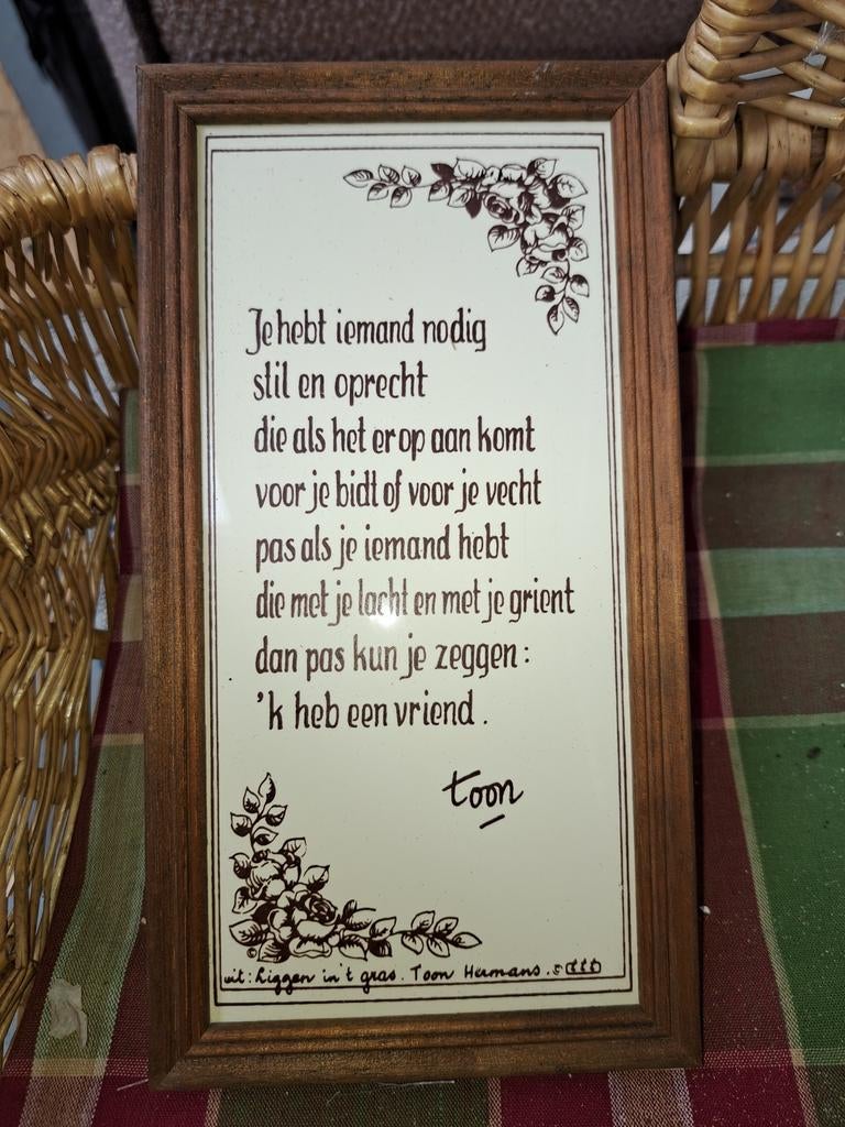 Tegel met gedicht van Toon Hermans, Antiek en Kunst, Ophalen of Verzenden