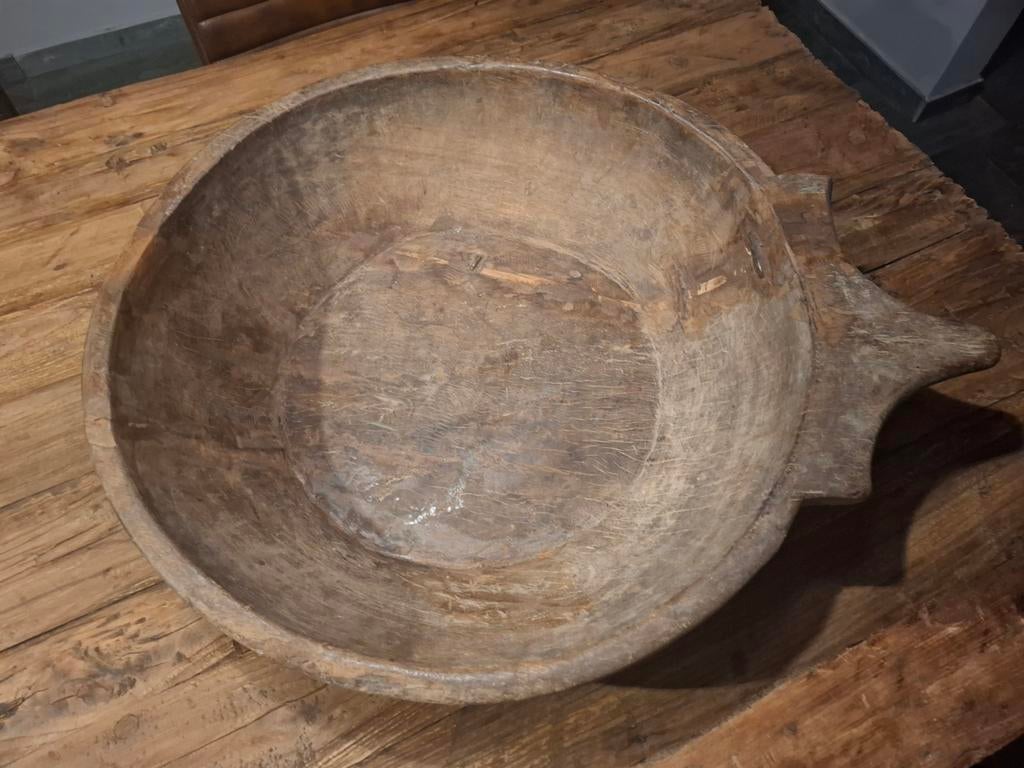 Authentiek houten schaal, Ophalen of Verzenden, Rond, Hout