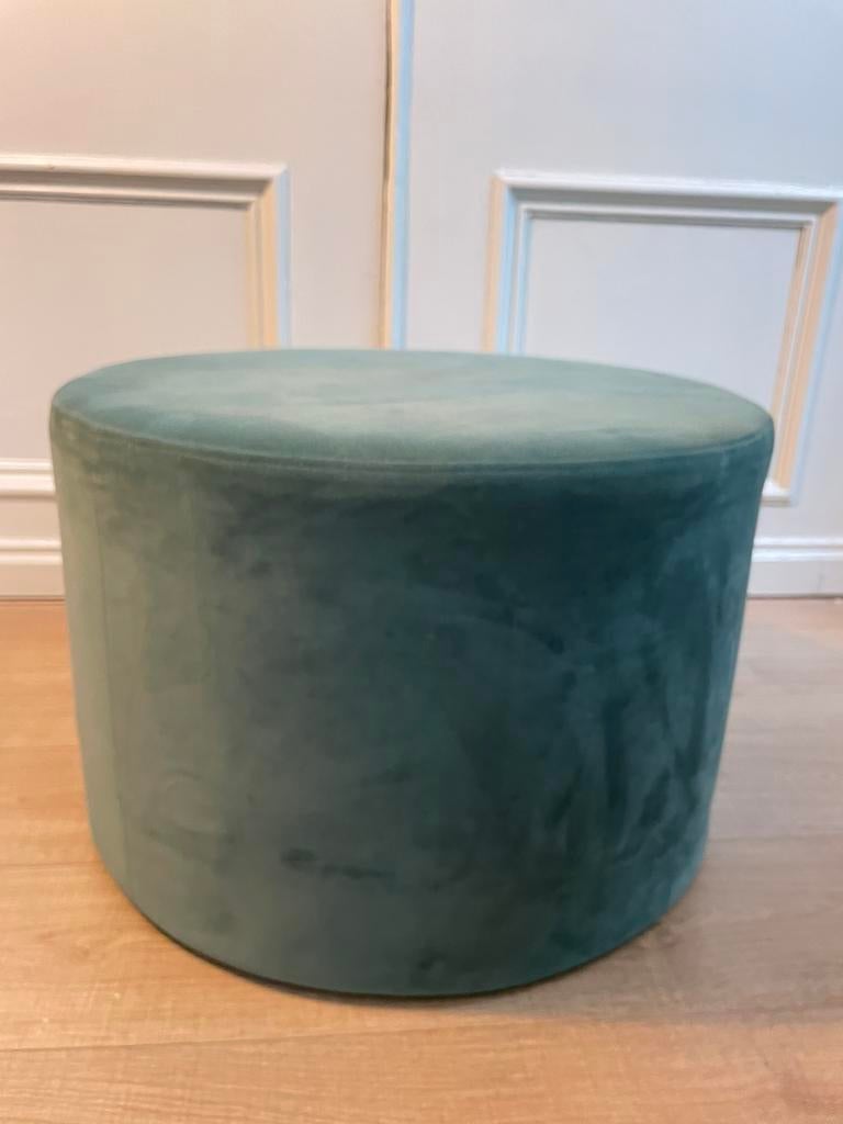 Westwing poef groen fluweel, Ophalen, Gebruikt, Stof, 50 tot 75 cm