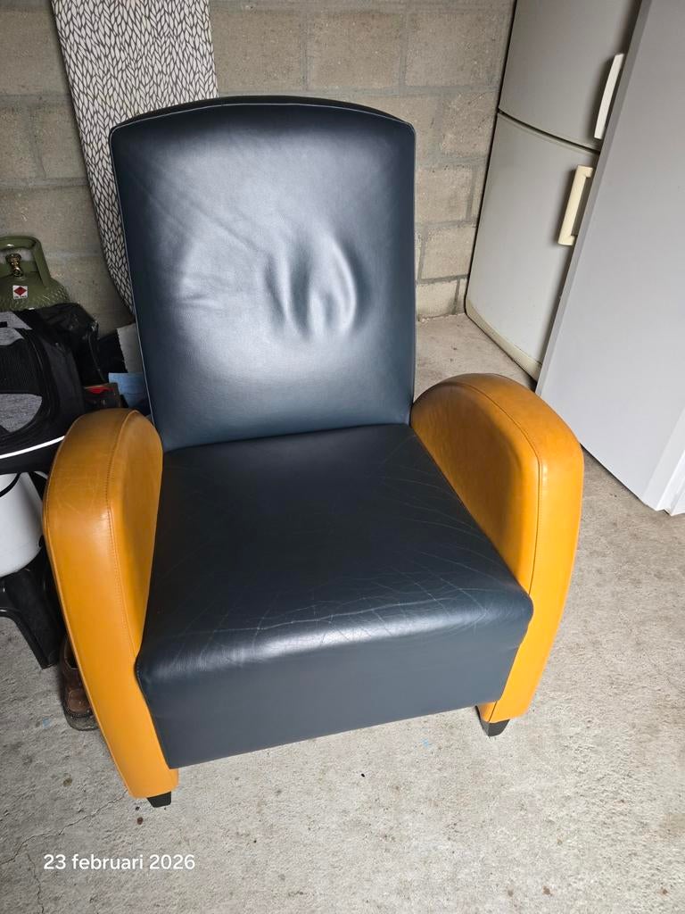 Lederen stoel, Gebruikt, Ophalen of Verzenden, 50 tot 75 cm, Leer