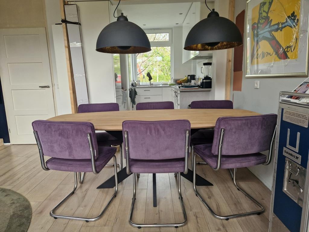 6x Ridge rib zuiver paars eetkamerstoelen, Huis en Inrichting, Stoelen, Ophalen, Overige kleuren, Vijf, Zes of meer stoelen