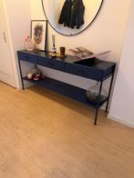 Donkerblauwe console tafel met 3 lades en plank, Ophalen, Zo goed als nieuw, Metaal, 150 tot 200 cm
