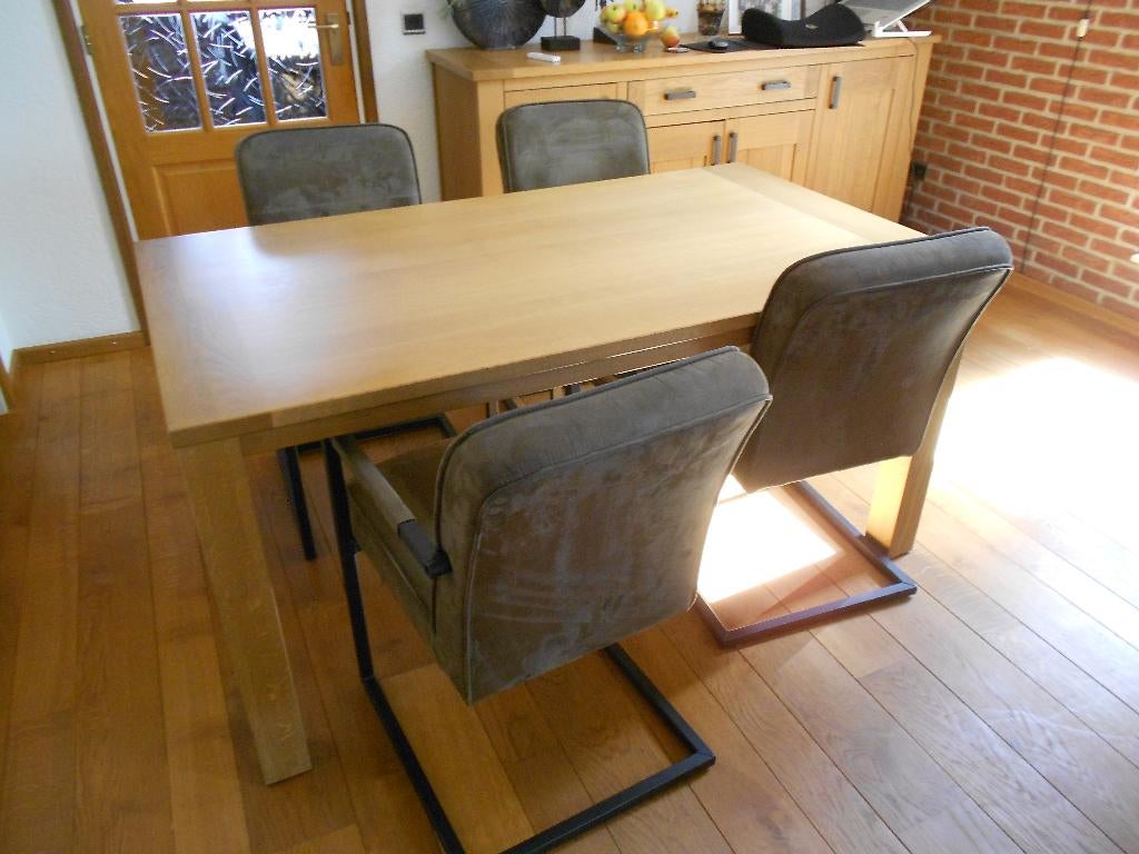 Eethoek tafel met 4 stoelen, Ophalen, Gebruikt, 50 tot 100 cm, 150 tot 200 cm