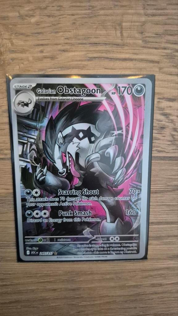 Galarian Obstagoon 245/217 - Ascended Heroes Pokémon Kaart, Ophalen of Verzenden, Zo goed als nieuw, Losse kaart, Foil