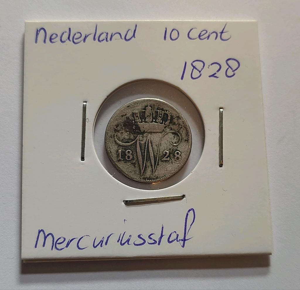 Nederland 10 cent 1828 U, Ophalen of Verzenden, Koningin Wilhelmina, 10 cent
