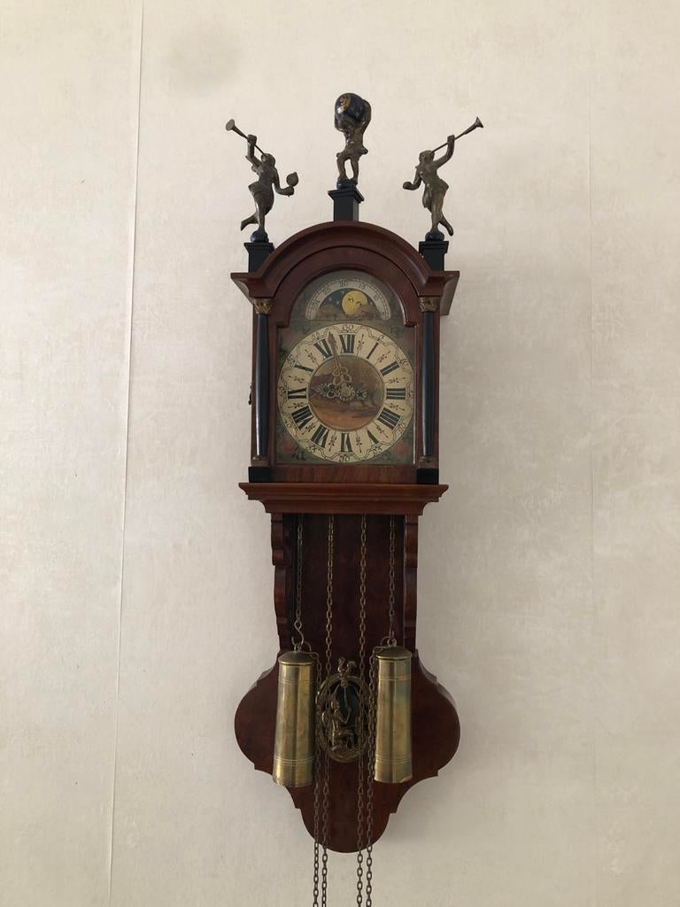 Antieke Friese Staartklok met Maanstand en Bellen, Ophalen of Verzenden