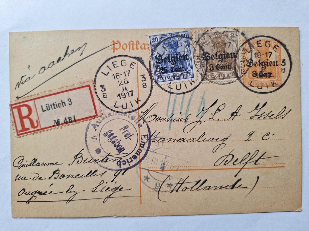 Zeldzame Oorlogspostkaart Bezet België 1917 - Eerste Werel, Verzamelen, Ophalen of Verzenden, Voor 1920, Gelopen, Brussel (Gewest)