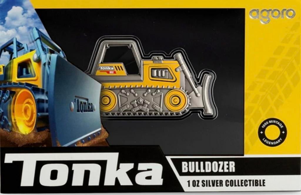 Tonka Bulldozer 1 oz Zilveren munt Agoro, Ophalen of Verzenden