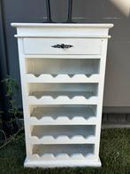 Brocante Wijnkast Wit - Landelijke Stijl met Lade, Ophalen, Gebruikt, 15 tot 25 flessen, 75 cm of meer