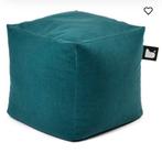 2x poef Extreme Lounging B-Box Suede - kleur: Teal - 40x40cm, Ophalen, Minder dan 50 cm, Vierkant, Zo goed als nieuw