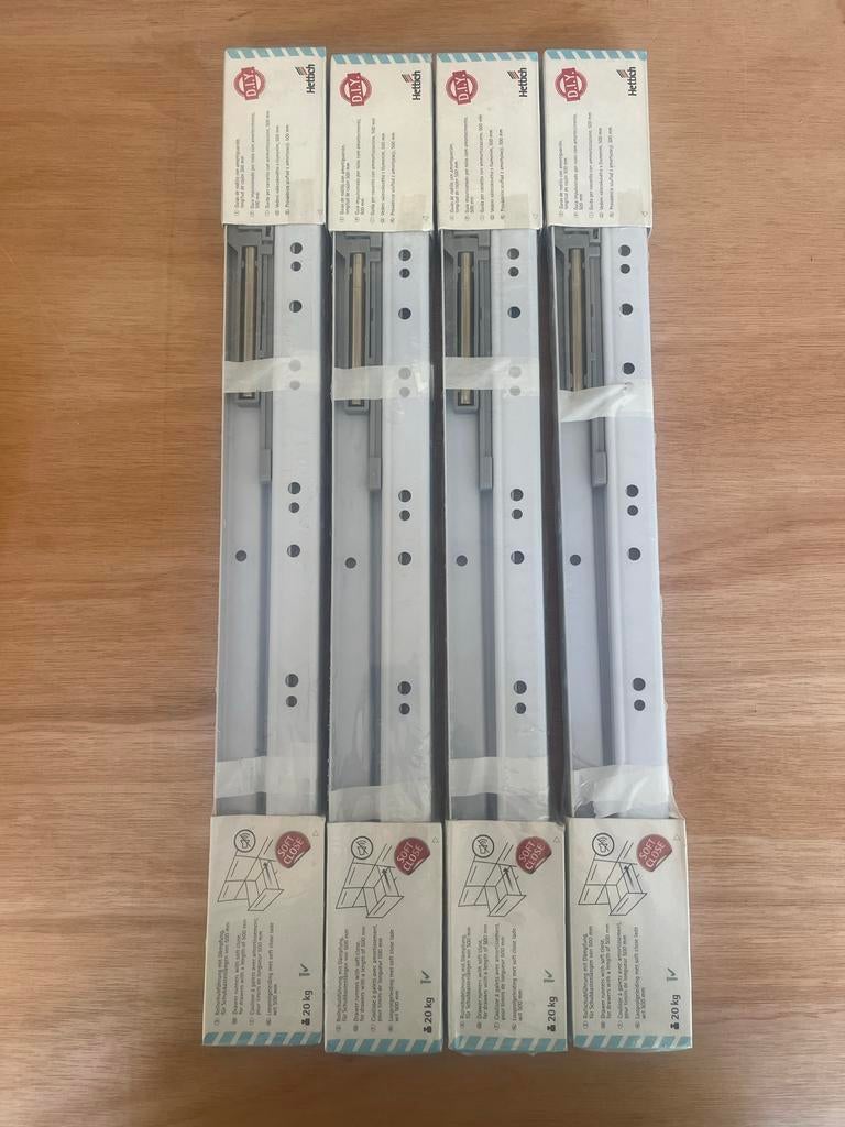 4 paar ladegeleiders 500mm 20kg softclose, Ophalen of Verzenden, Nieuw