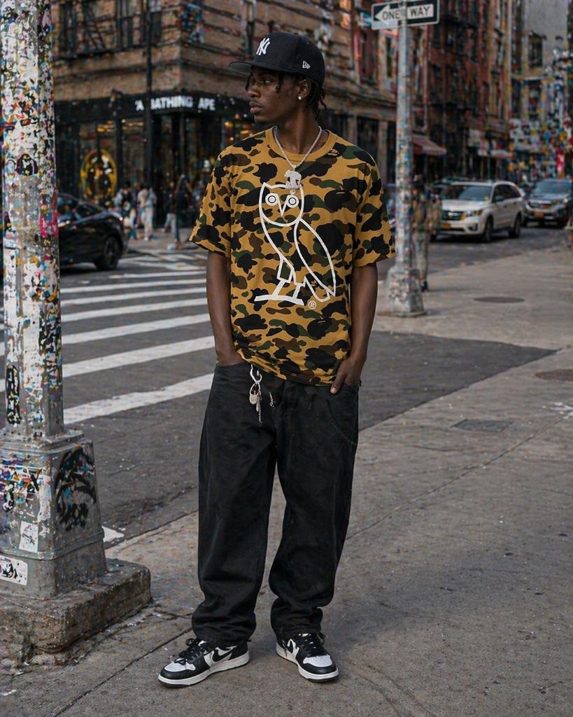 October's Very Own & Bathing Ape Camo T-Shirt | Large, Bruin, Nieuw, Ophalen of Verzenden, Maat 52/54 (L)