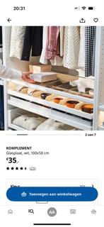 IKEA Komplement glasplaat 100x58cm, Met plank(en), Gebruikt, Glas, Minder dan 100 cm