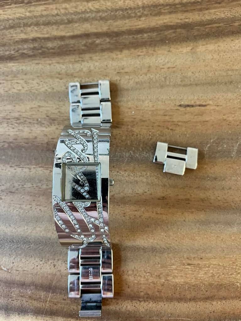 Guess dameshorloge horloge zilver kristal w12063l1 strass, Staal, Gebruikt, Guess, Polshorloge
