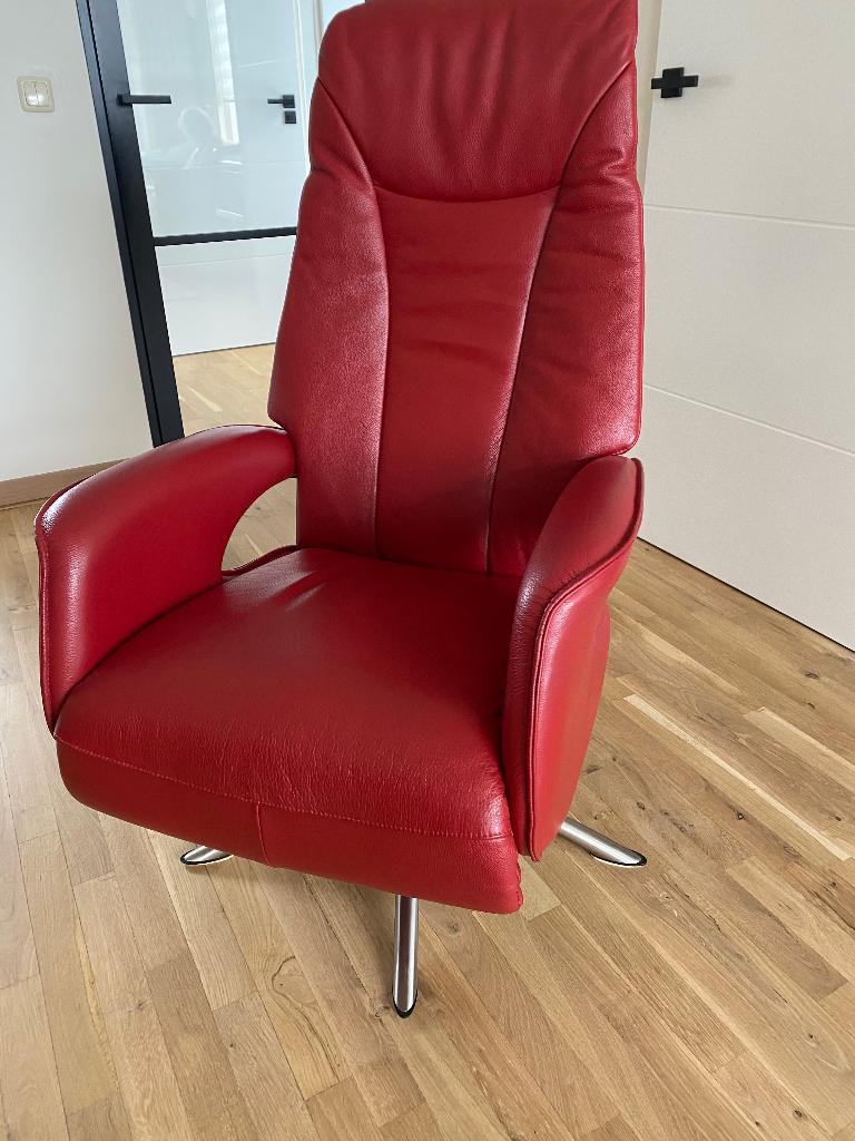 Hjort Knudsen lederen relaxfauteuil, Huis en Inrichting, Ophalen, Zo goed als nieuw, Modern, 50 tot 75 cm