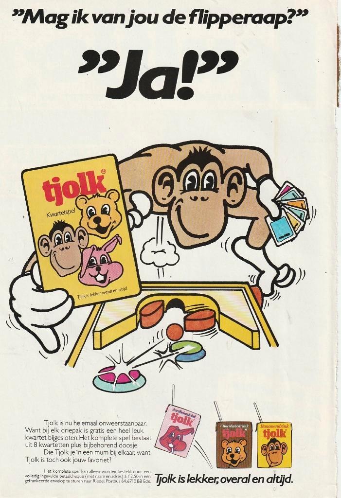 Retro reclame 1987 Riedel Tjolk flipperaap kwartet frisdrank, Verzamelen, Retro, Overige typen, Verzenden