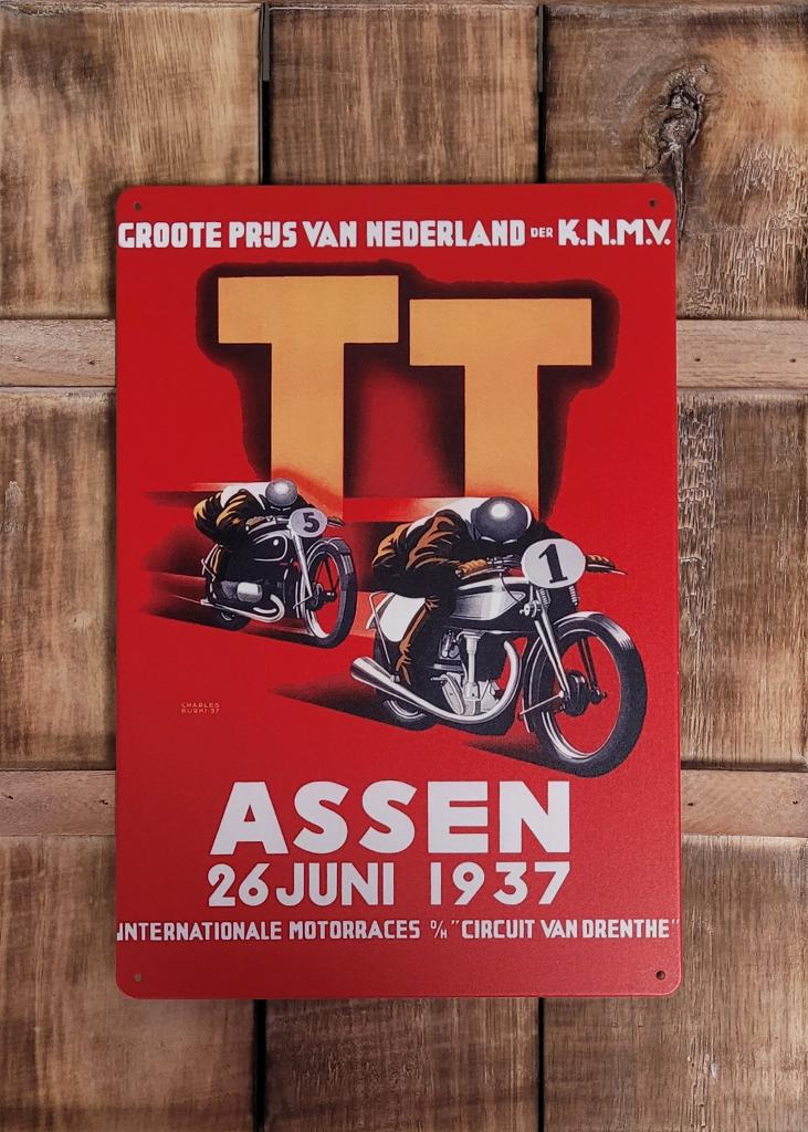 TT Assen 1937 Moto GP reclamebord van metaal wandbord deco, Reclamebord, Info@deconoord.nl, Deco Noord, Nieuw