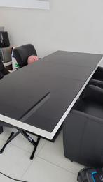 Verstelbare eettafel hoogglans zwart wit, Ophalen, Rechthoekig, 50 tot 100 cm