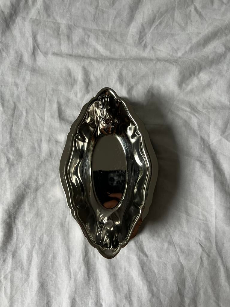 Vintage Franse inox sauskom / saucière met onderschotel, Ophalen, Overige materialen, Overige stijlen, Overige typen