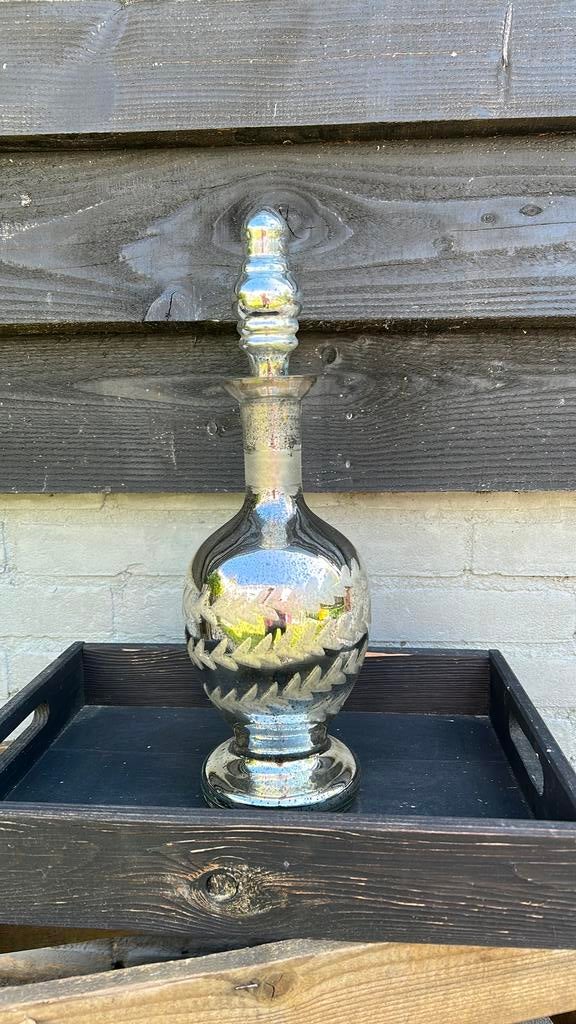 Vintage glazen karaf op voet met stop, Ophalen, Zo goed als nieuw, Glas