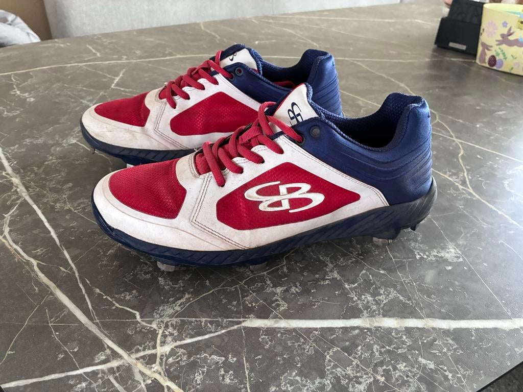 Boombah Mens Viper Honkbal Schoenen mt 43- Rood/Wit/Blauw, Sport en Fitness, Honkbal en Softbal, Ophalen of Verzenden, Gebruikt
