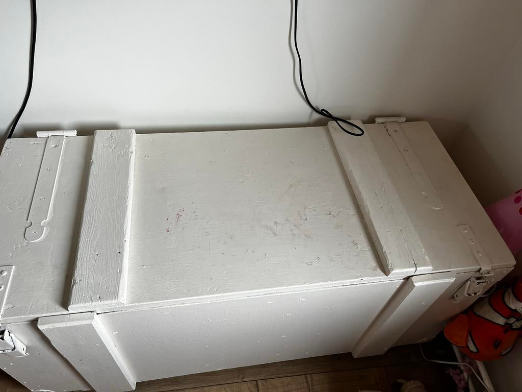 Oude legerkist - Vintage opbergkist, Gebruikt, 100 tot 150 cm, Ophalen of Verzenden, 100 tot 125 cm