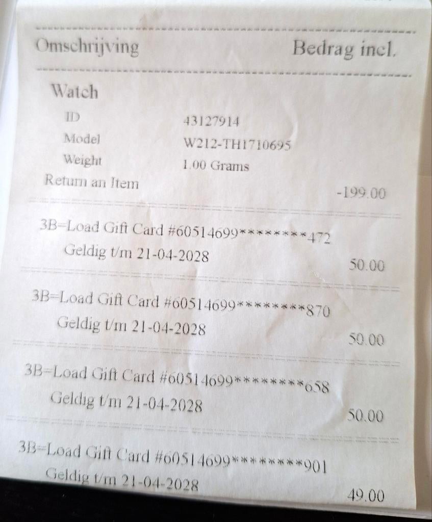 SIEBEL Cadeaukaarten, waarde € 199,00. Geldig tm APRIL 2028, Eén persoon, Cadeaubon