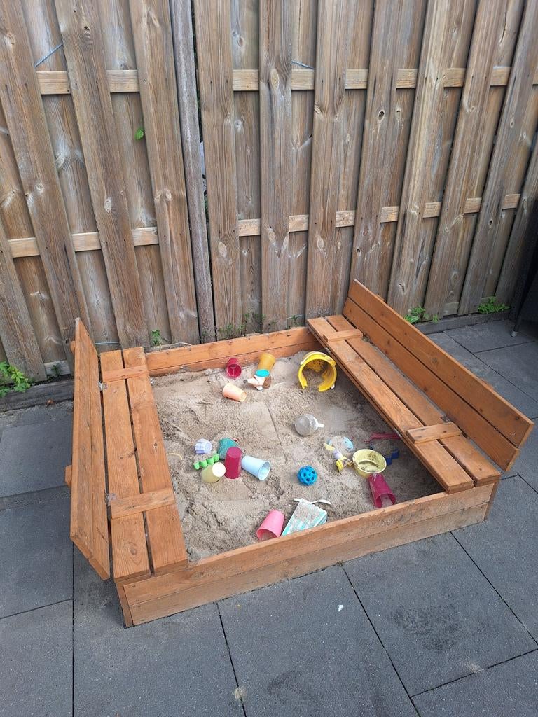 Mooie zandbak 120x120 cm, Ophalen, Gebruikt