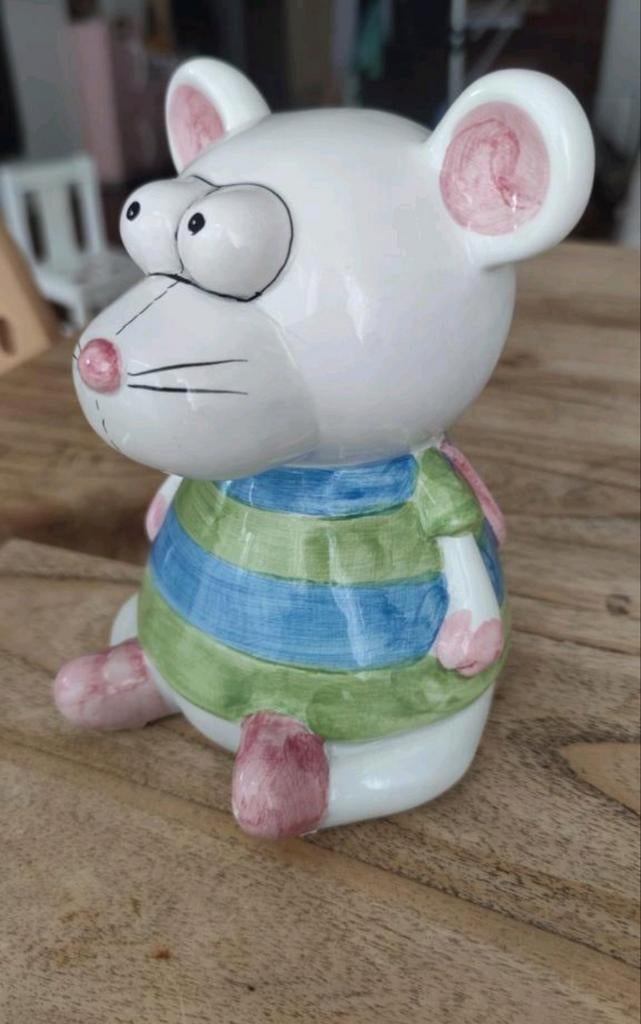 Ceramic spaarpot muis keramiek spaarpotje verzamelen figuur, Ophalen of Verzenden, Zo goed als nieuw, Steen, Aardewerk of Keramiek