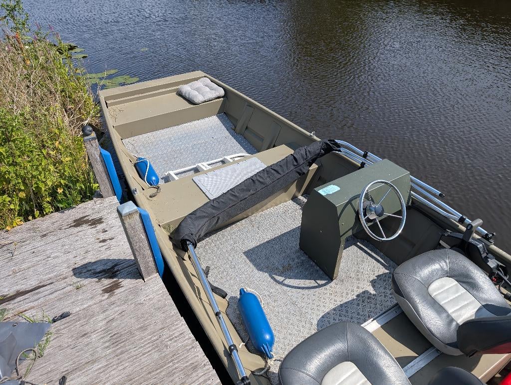 Aluminium platbodem Eggercraft Xpress 1440, Ophalen, 10 tot 30 pk, Gebruikt, Aluminium