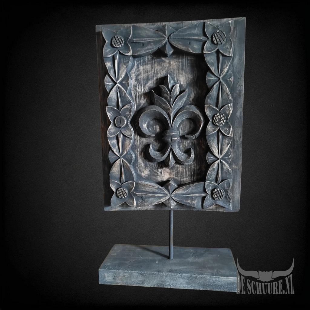 Houten ornament op voet - Fleur de Lis decoratie, Ophalen, Nieuw