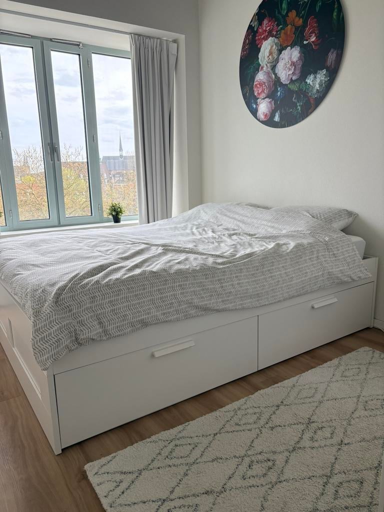 Twee Persoonsbed, Ophalen, Gebruikt, Wit, Tweepersoons