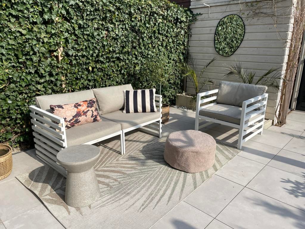 Max en Luuk /Borek loungeset, Tuin en Terras, Tuinsets en Loungesets, Ophalen, 3 zitplaatsen, Aluminium, Zo goed als nieuw
