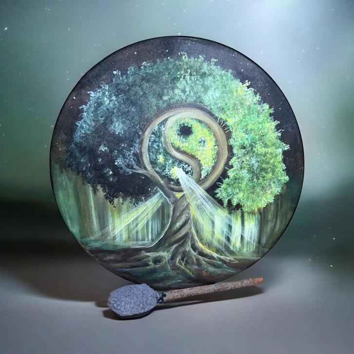 OVERGEDRAGEN Sjamanendrum Geit LEVENSBOOM 47 cm, Muziek en Instrumenten, Percussie, Nieuw, Melodische percussie, Ophalen of Verzenden