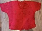 Rode blouse met opengewerkt bloemen patroon grote maat, Maat 38/40 (M), Ophalen of Verzenden, Rood, Onbekend
