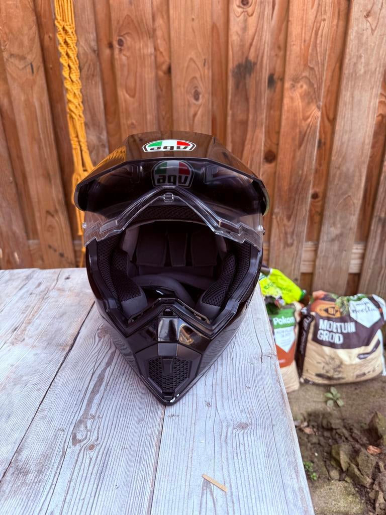 AGV AX9 Gloss Black helm, Ophalen of Verzenden, Tweedehands, Offroadhelm, AGV