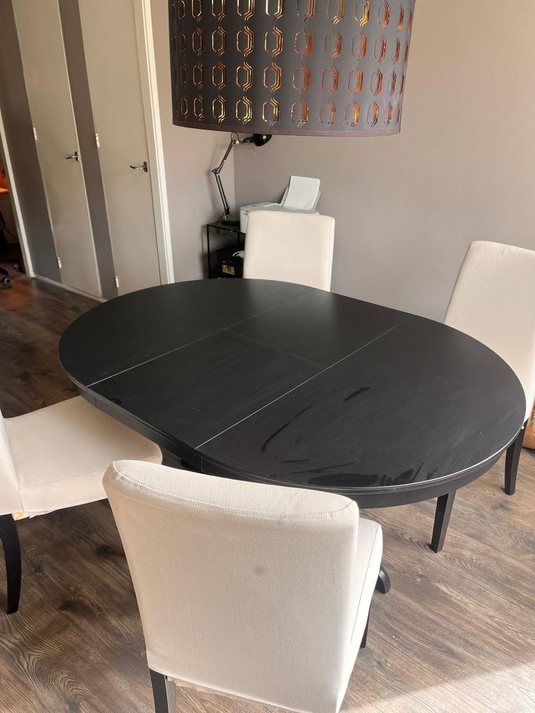 Eettafel met stoelen, Huis en Inrichting, Ophalen, Overige materialen, 50 tot 100 cm, Zo goed als nieuw