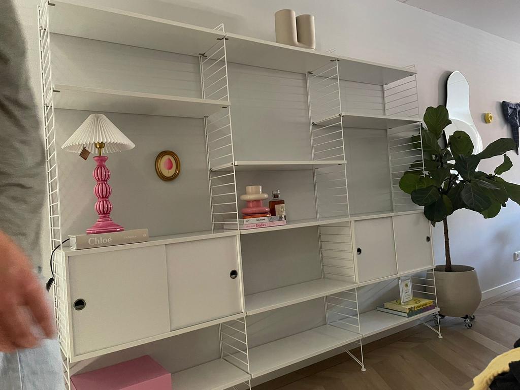 3-delige kast string furniture met bureau, Huis en Inrichting, Kasten | Boekenkasten, Ophalen, Gebruikt, 200 cm of meer, Metaal