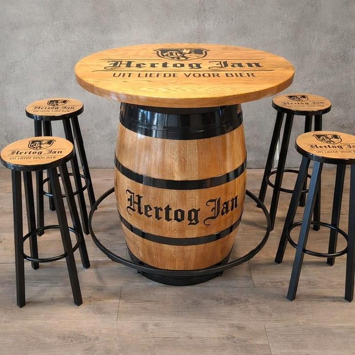 HERTOG JAN WIJNVAT STATAFEL met massief eiken blad, Verzamelen, Biermerken, Nieuw, Overige typen, Hertog Jan, Ophalen of Verzenden