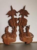 Tiki wall art 4 stuks handgesneden houtkunst, Antiek en Kunst, Ophalen of Verzenden