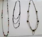 3 Verschillende Kettingen: Zwart, Groen, Zilver & Bruin Mult, Ophalen of Verzenden, Zo goed als nieuw, Zwart, Overige materialen